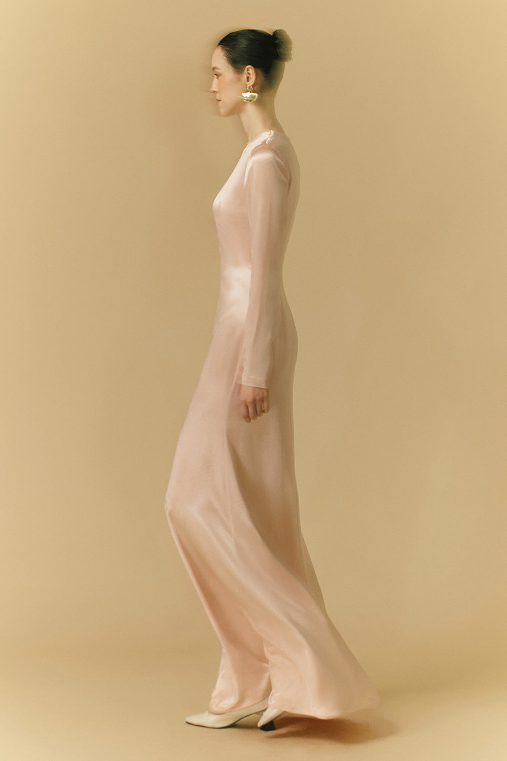 Mira A-line Long Sleeved Polyester Maxi Dress