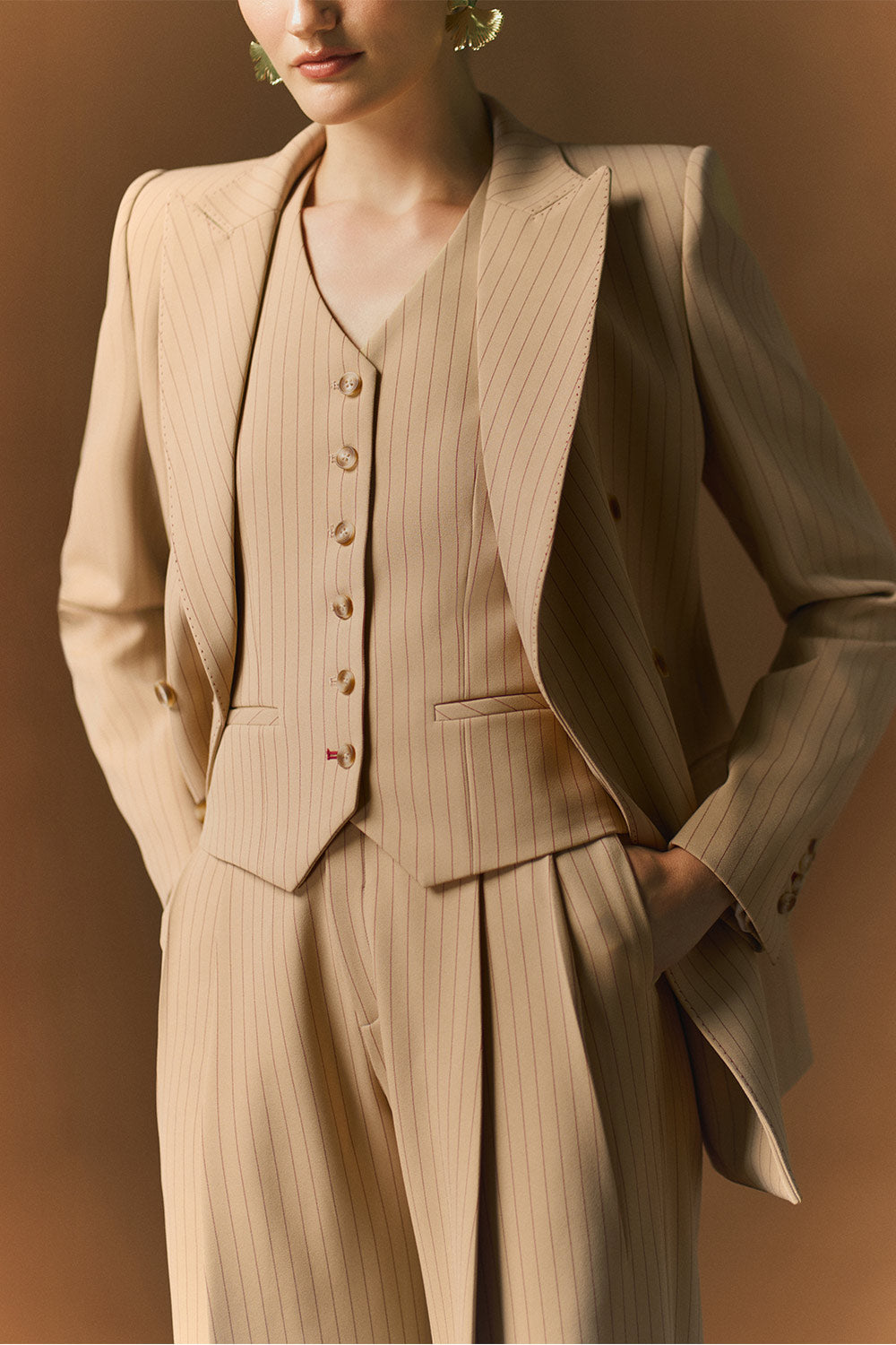 Vesper Straight Button Wool Blend Vest