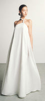 Thuy Du Flared Asymmetric Shoulder Floss Silk Maxi Dress - MEAN BLVD