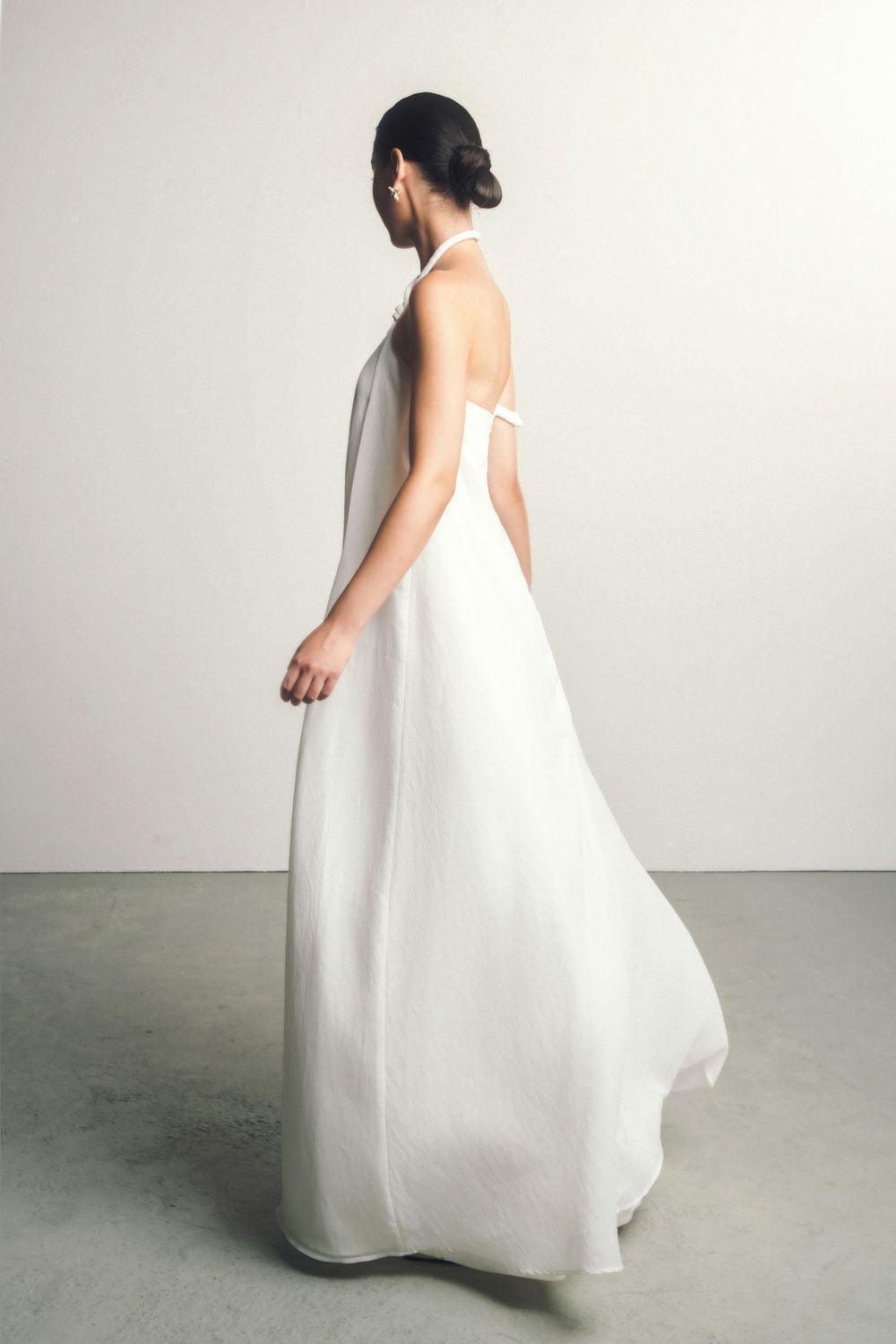 Thuy Du Flared Asymmetric Shoulder Floss Silk Maxi Dress - MEAN BLVD