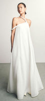 Thuy Du Flared Asymmetric Shoulder Floss Silk Maxi Dress - MEAN BLVD