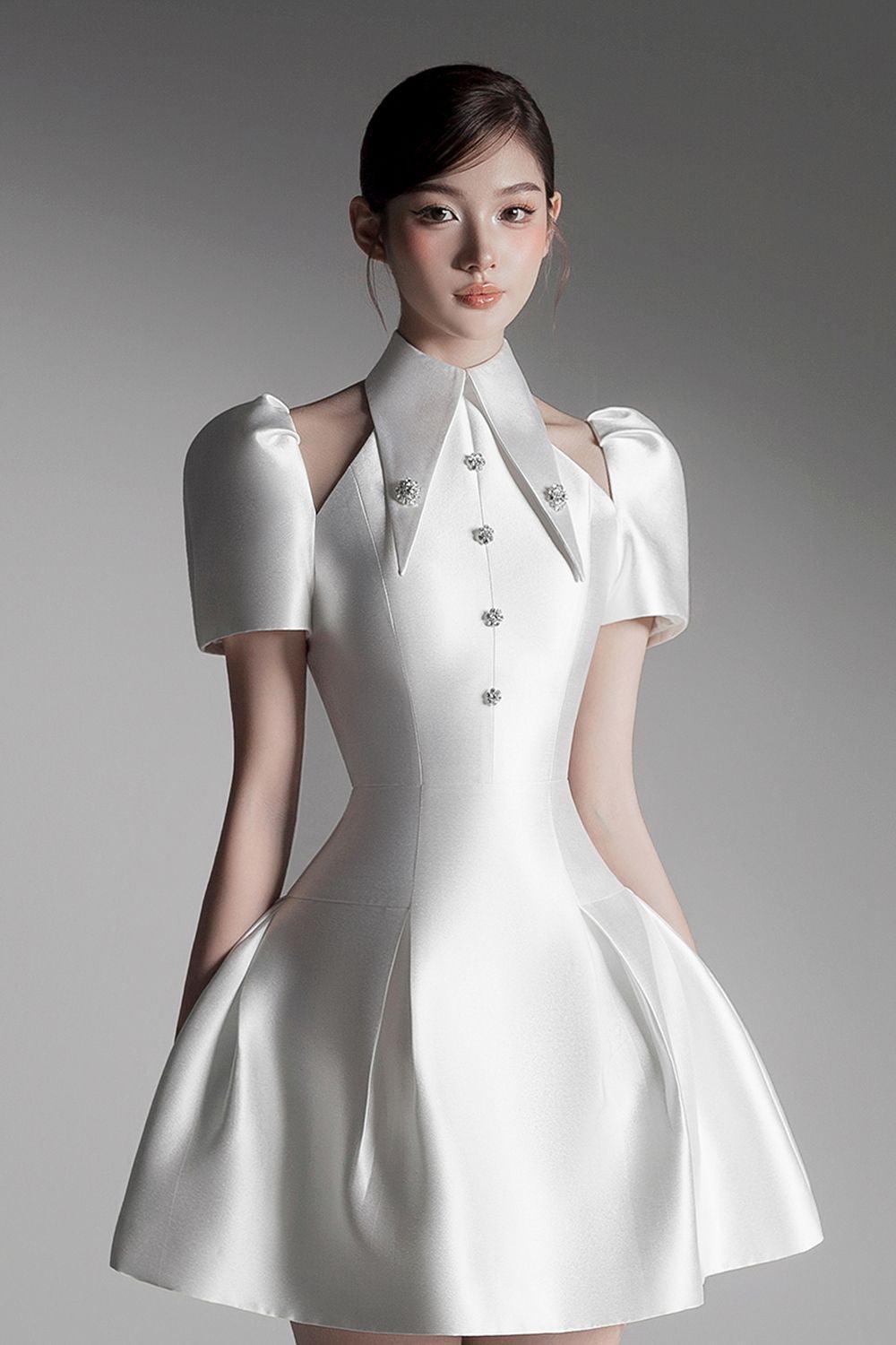 Thy Fit and Flare Puffy Sleeved Taffeta Mini Dress - MEAN BLVD