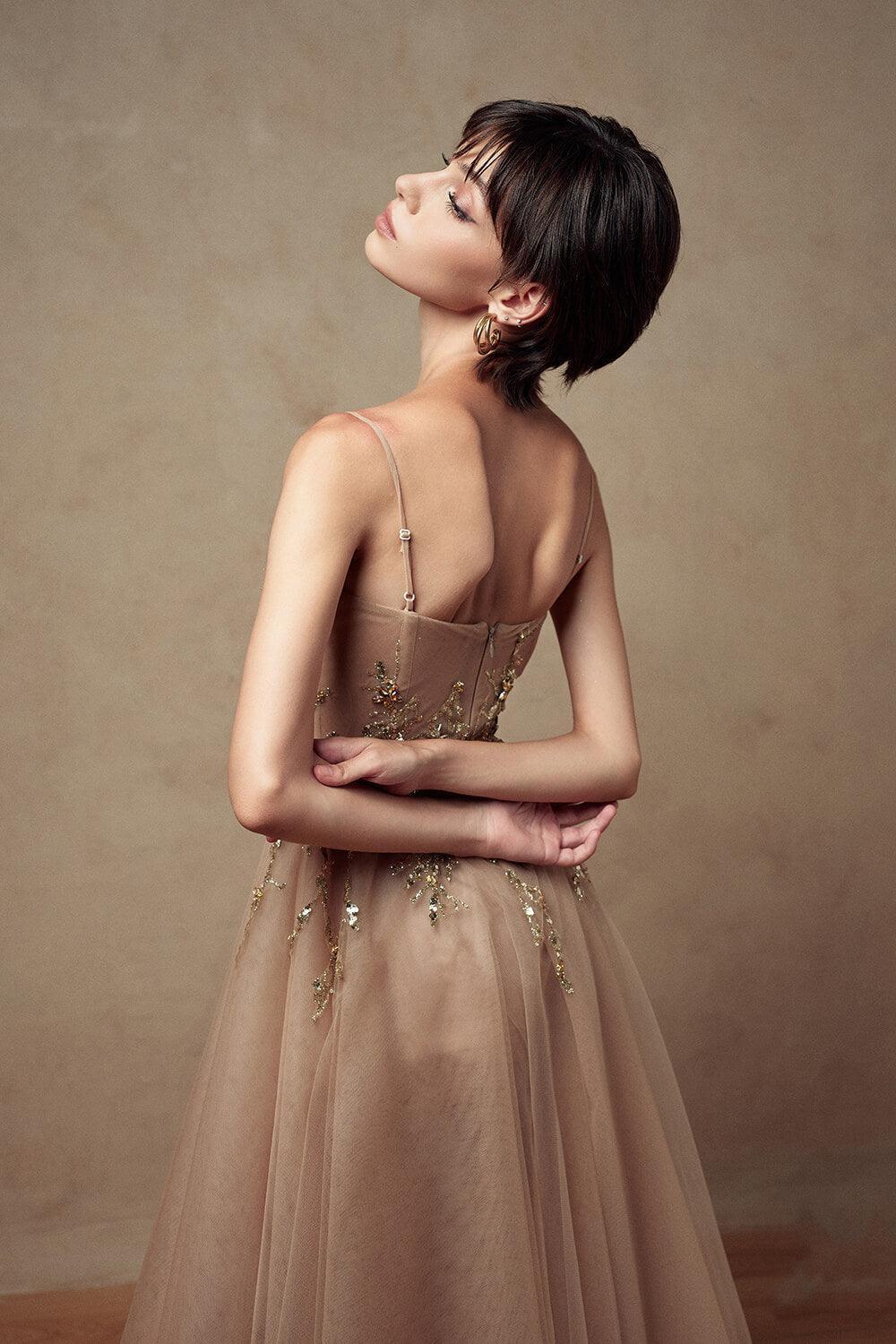 Tiana Fit and Flare Sweetheart Neck Mesh Midi Dress - MEAN BLVD