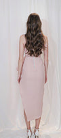 Tiffany Asymmetric Side Slit Foam Synthetic Midi Dress - MEAN BLVD
