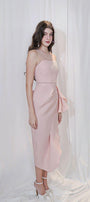 Tiffany Asymmetric Side Slit Foam Synthetic Midi Dress - MEAN BLVD