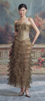 Tiffany Strapless Ruffle Layer Taffeta Ankle Length Dress - MEAN BLVD
