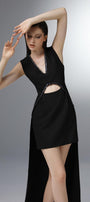 Tinselltown Asymmetric V-Neck Wool Cotton High-low Dress - MEAN BLVD