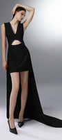Tinselltown Asymmetric V-Neck Wool Cotton High-low Dress - MEAN BLVD