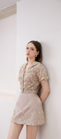 Tipi Cropped V-Neck Mesh Lace Shirt - MEAN BLVD