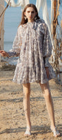Tomye Drop Waist Puffy Sleeved Silk Linen Mini Dress - MEAN BLVD