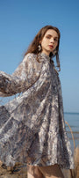 Tomye Drop Waist Puffy Sleeved Silk Linen Mini Dress - MEAN BLVD