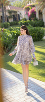 Tomye Drop Waist Puffy Sleeved Silk Linen Mini Dress - MEAN BLVD