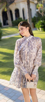 Tomye Drop Waist Puffy Sleeved Silk Linen Mini Dress - MEAN BLVD