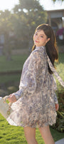 Tomye Drop Waist Puffy Sleeved Silk Linen Mini Dress - MEAN BLVD