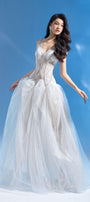 Tori Ball Gown Ruffled Mesh Maxi Dress - MEAN BLVD