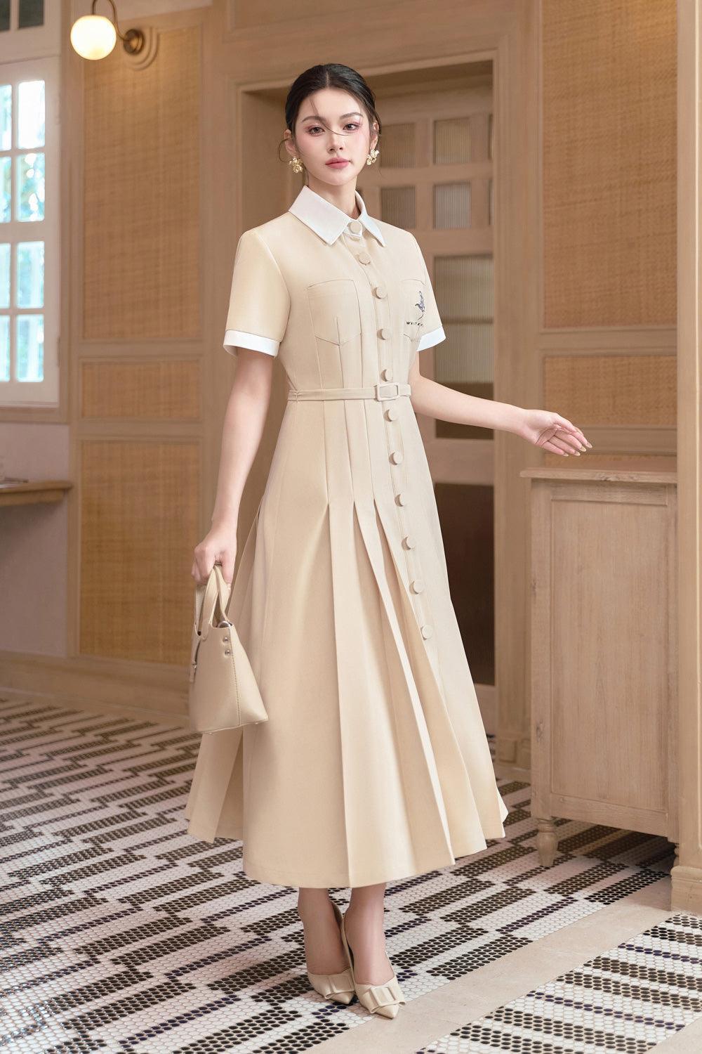 cotton midi dress pockets Palm Linen Cotton Seamed Midi Pocket Dress