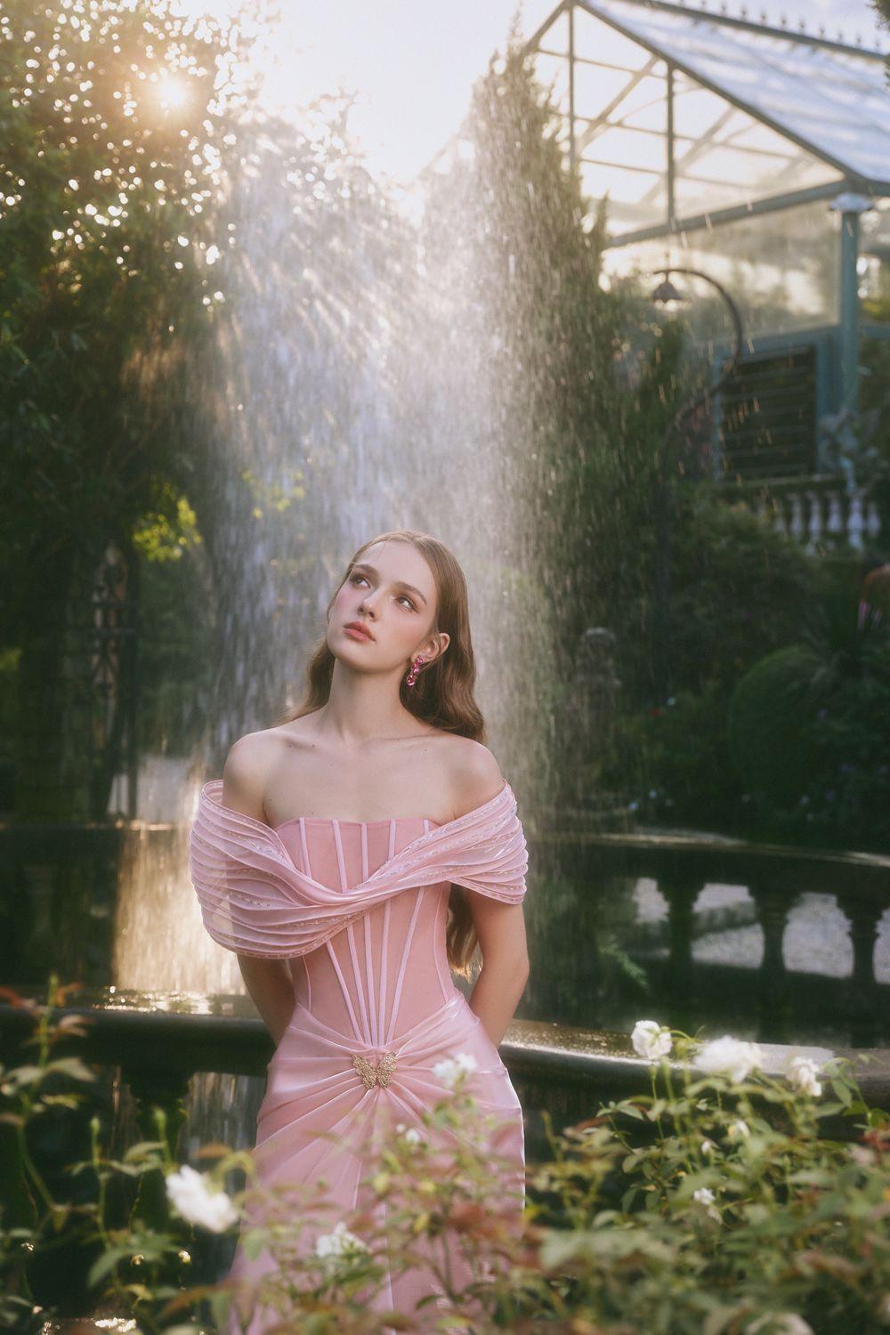 Tracy Sarong Off-Shoulder Chiffon Ankle Length Dress - MEAN BLVD