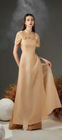 Tristan A-line Cape Sleeved Organza Floor Length Ao Dai - MEAN BLVD