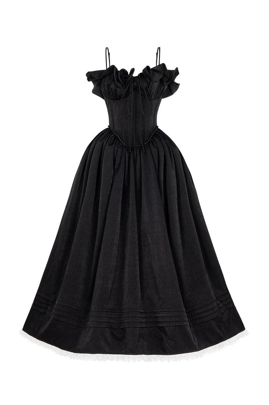 Tulip Ball Gown Spaghetti Strap Taffeta Silk Midi Dress - MEAN BLVD