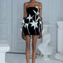 Tulip Flower A-line Straight Across Neck Velvet Mini Dress - MEAN BLVD