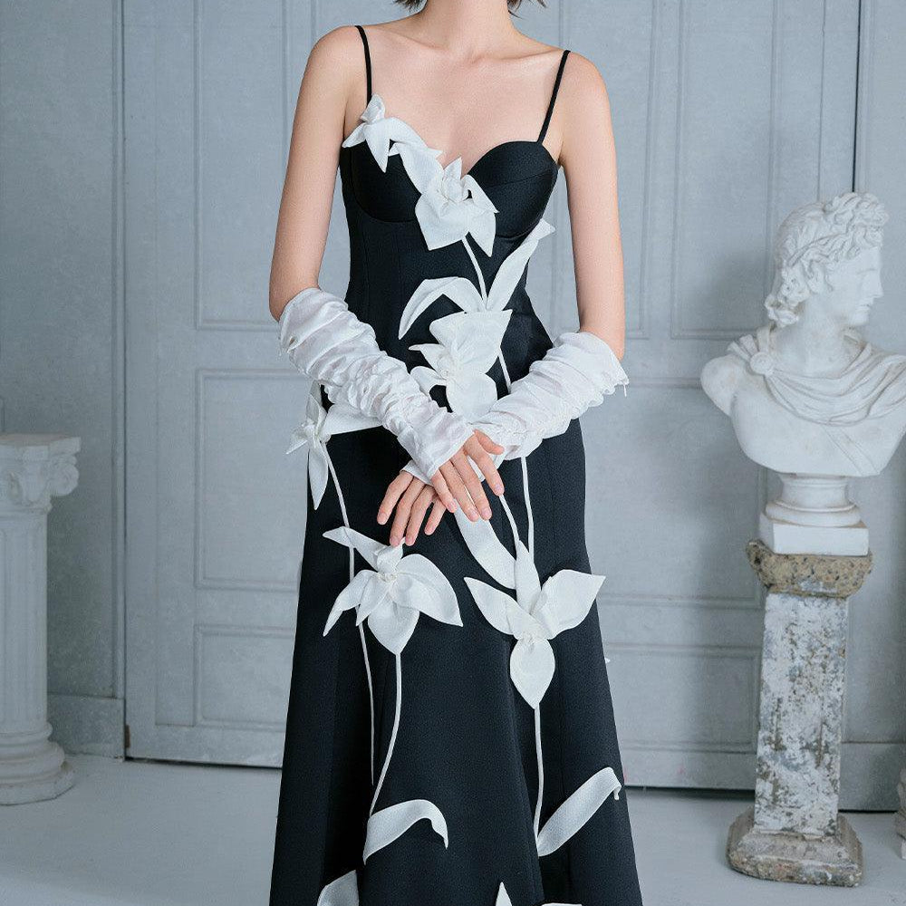 Tulip Flower Mermaid Spaghetti Strap Polycotton Floor Length Dress - MEAN BLVD