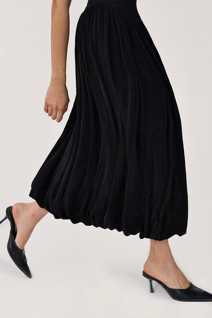 Tulip Gathered Spaghetti Strap Cotton Spandex Midi Dress - MEAN BLVD