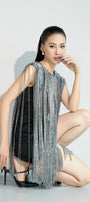 Twila Straight Jewel Neck Satin Mini Dress - MEAN BLVD