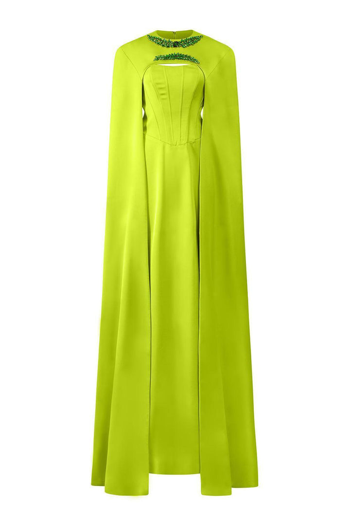 Twilight Cape Stone Silk Floor Length Dress - MEAN BLVD