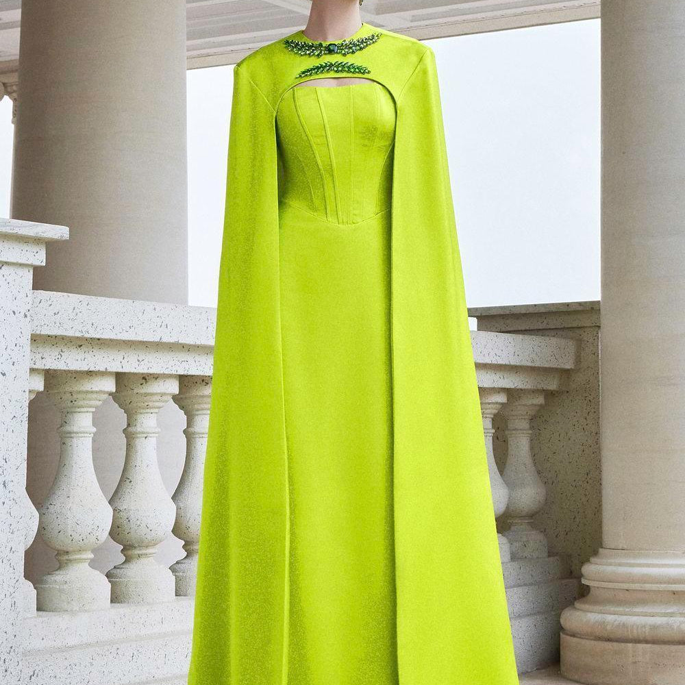 Twilight Cape Stone Silk Floor Length Dress - MEAN BLVD