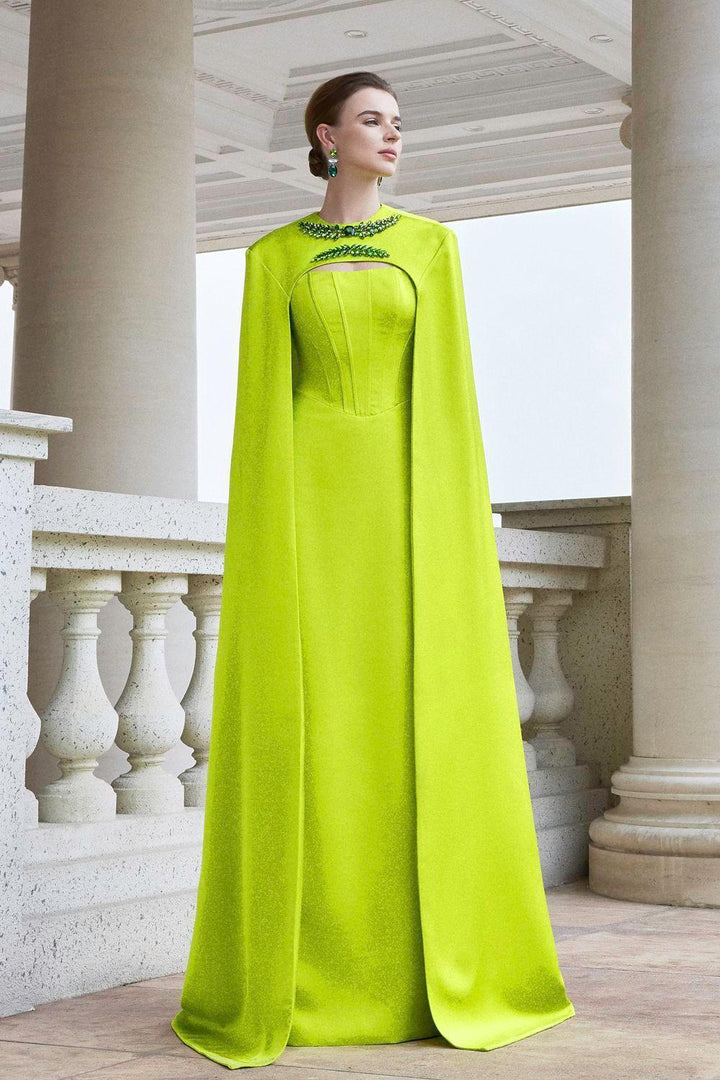 Twilight Cape Stone Silk Floor Length Dress - MEAN BLVD