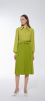 Ulanni A-line Back Zipper Twill Below The Knee Skirt - MEAN BLVD