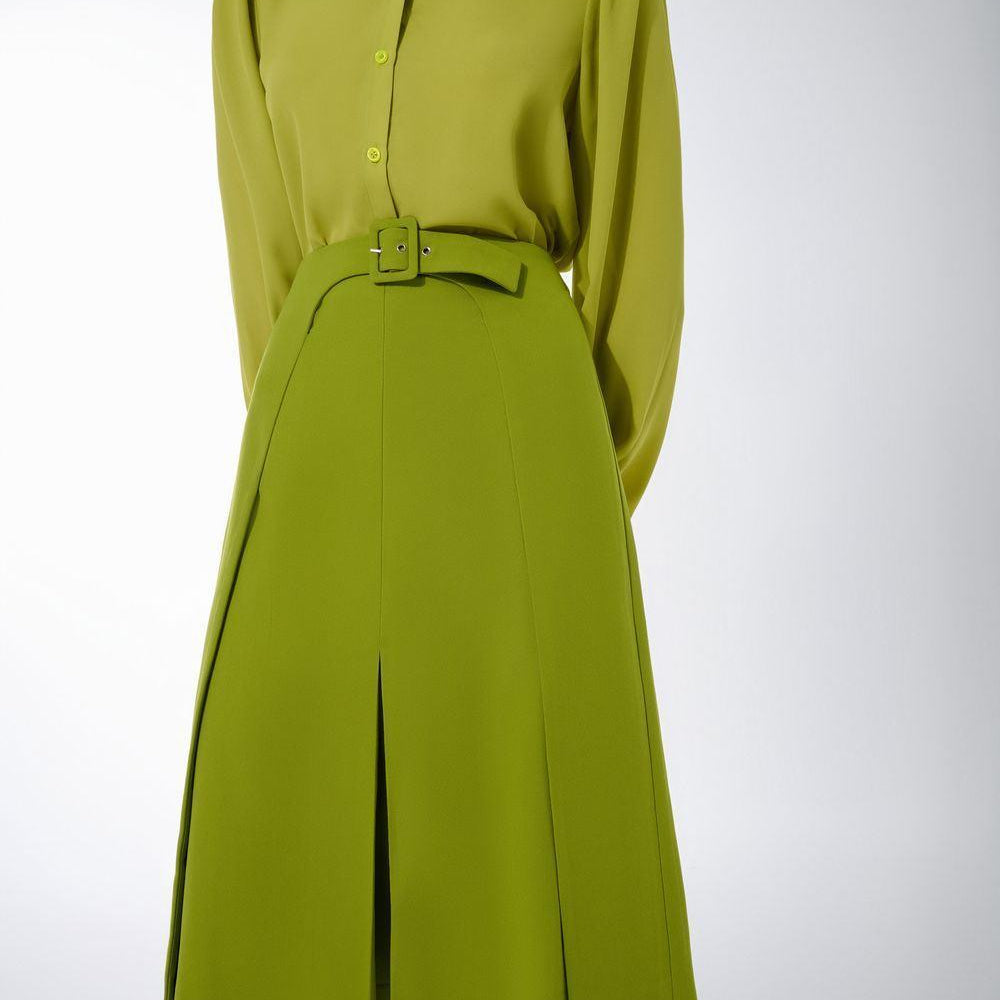 Ulanni A-line Back Zipper Twill Below The Knee Skirt - MEAN BLVD