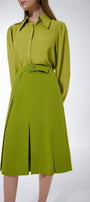 Ulanni A-line Back Zipper Twill Below The Knee Skirt - MEAN BLVD