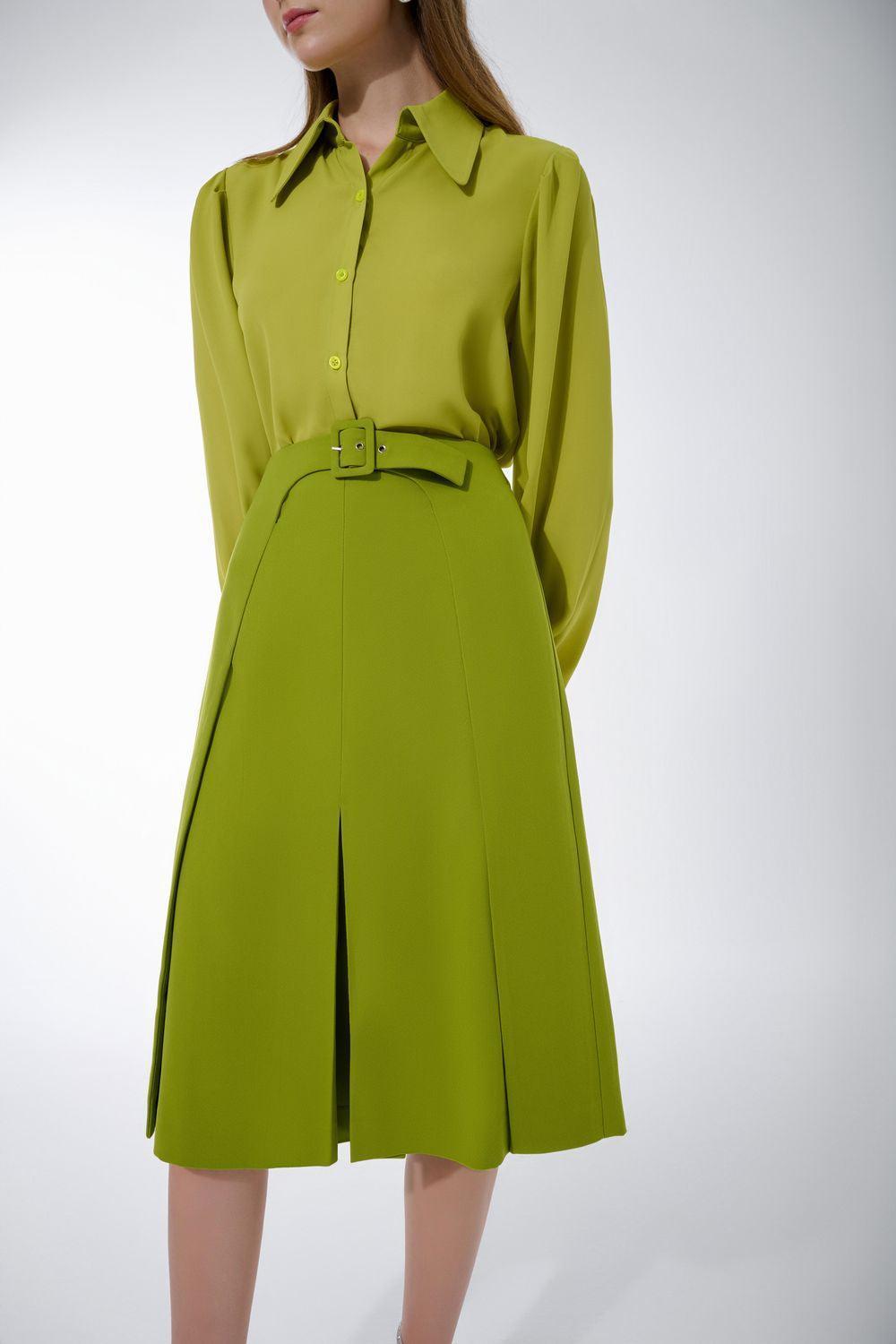 Ulanni A-line Back Zipper Twill Below The Knee Skirt - MEAN BLVD