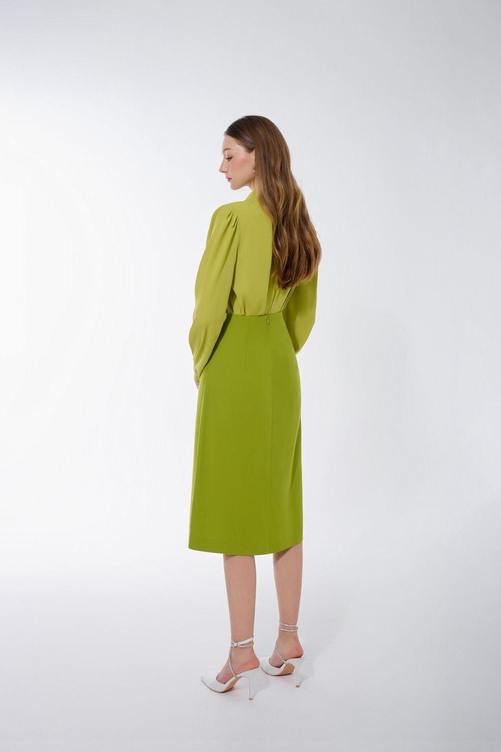 Ulanni A-line Back Zipper Twill Below The Knee Skirt - MEAN BLVD