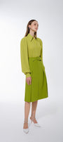 Ulanni A-line Back Zipper Twill Below The Knee Skirt - MEAN BLVD