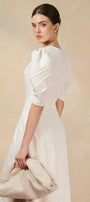 Ulanni A-line V-Neck Twill Midi Dress - MEAN BLVD