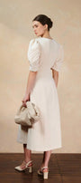 Ulanni A-line V-Neck Twill Midi Dress - MEAN BLVD