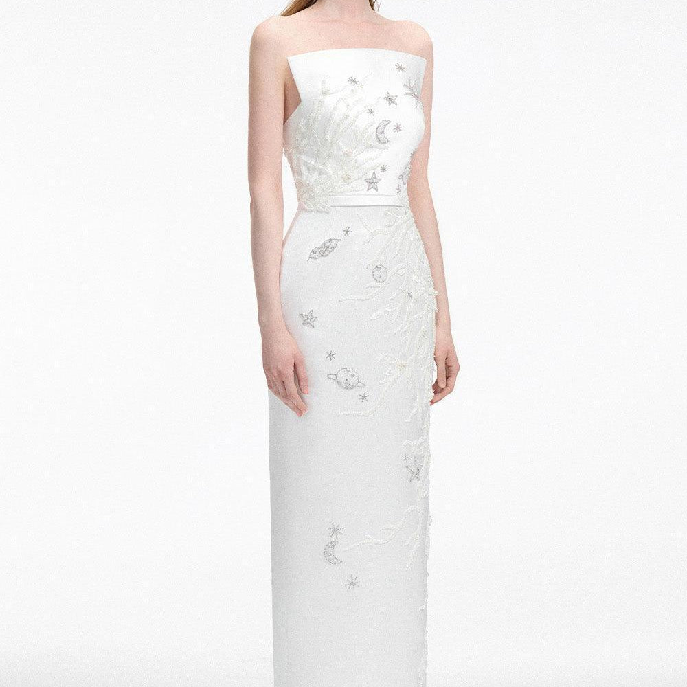 Union Sheath Straight Across Neck Taffeta Silk Floor Length Dress - MEAN BLVD