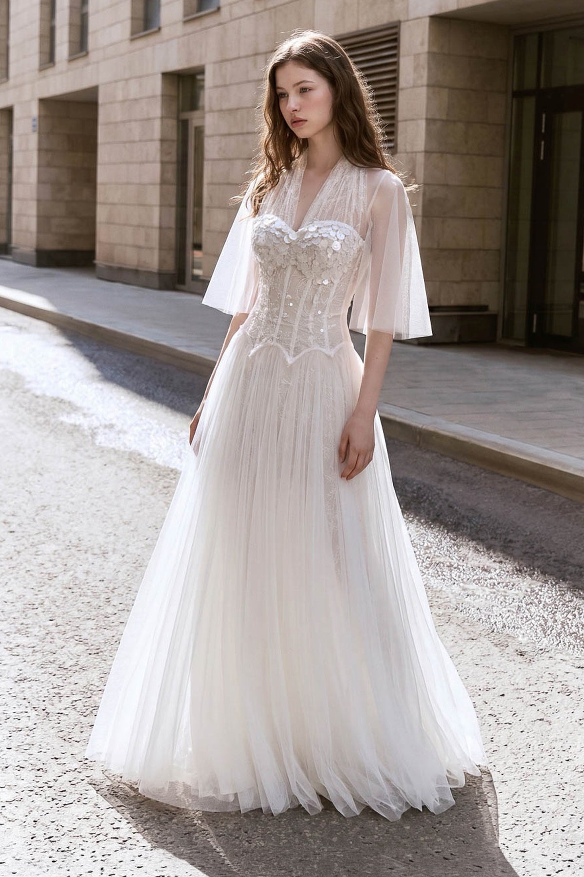 Angel Cape Sleeve Maxi Dress