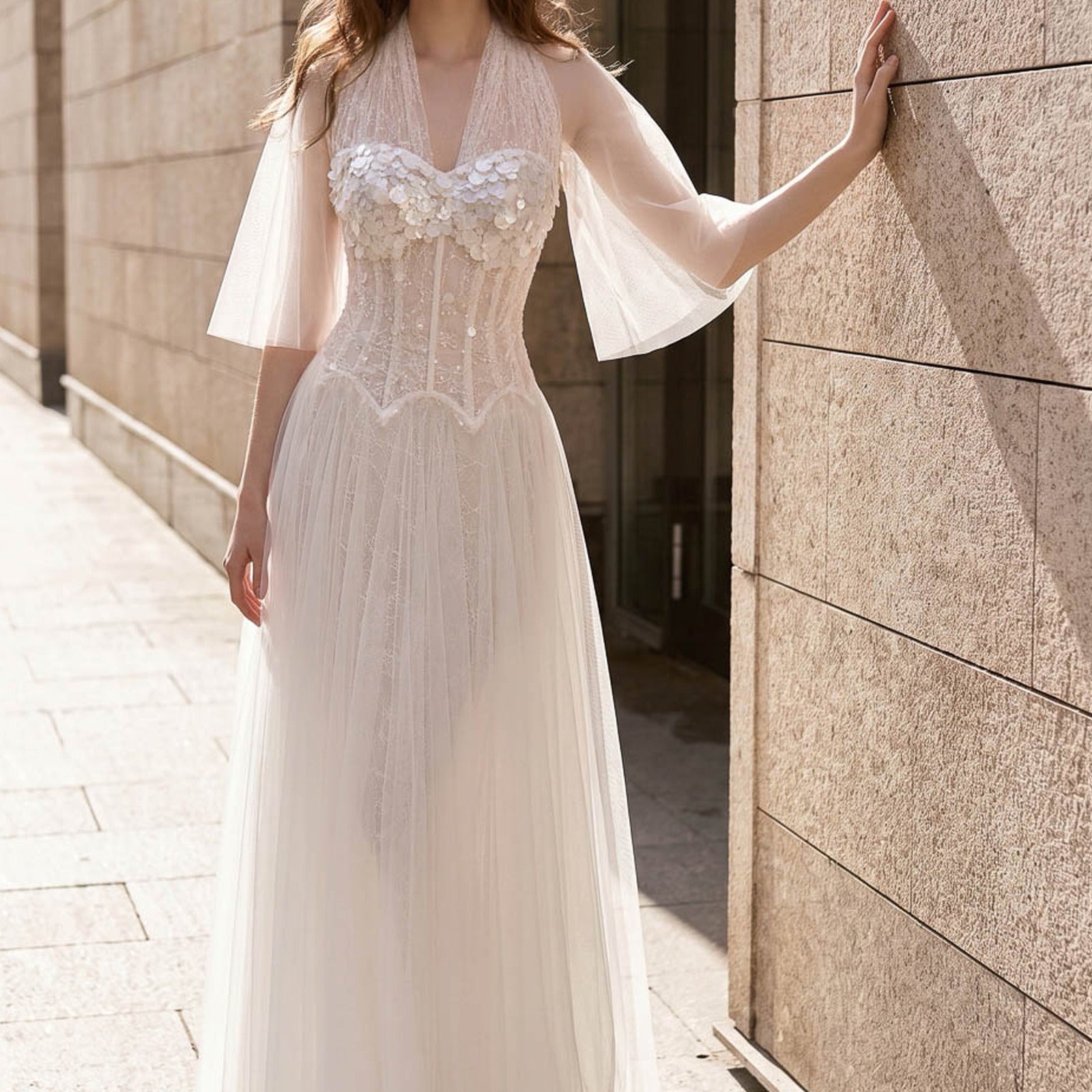 Angel Cape Sleeve Maxi Dress