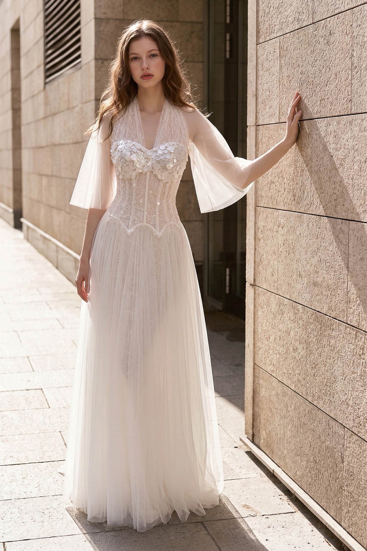 Angel Cape Sleeve Maxi Dress