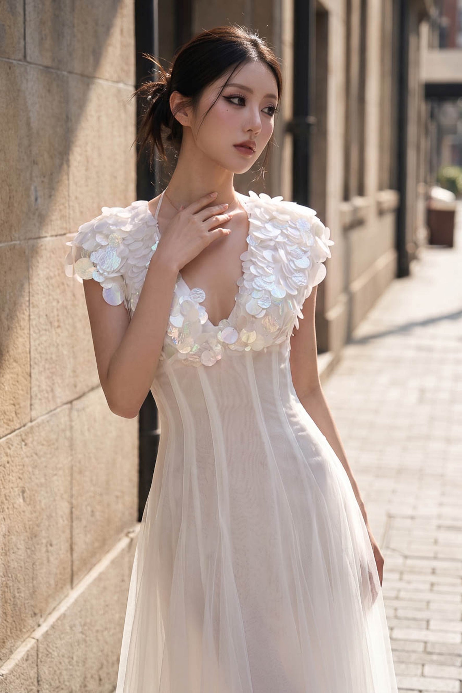 Swan Applique Maxi Dress