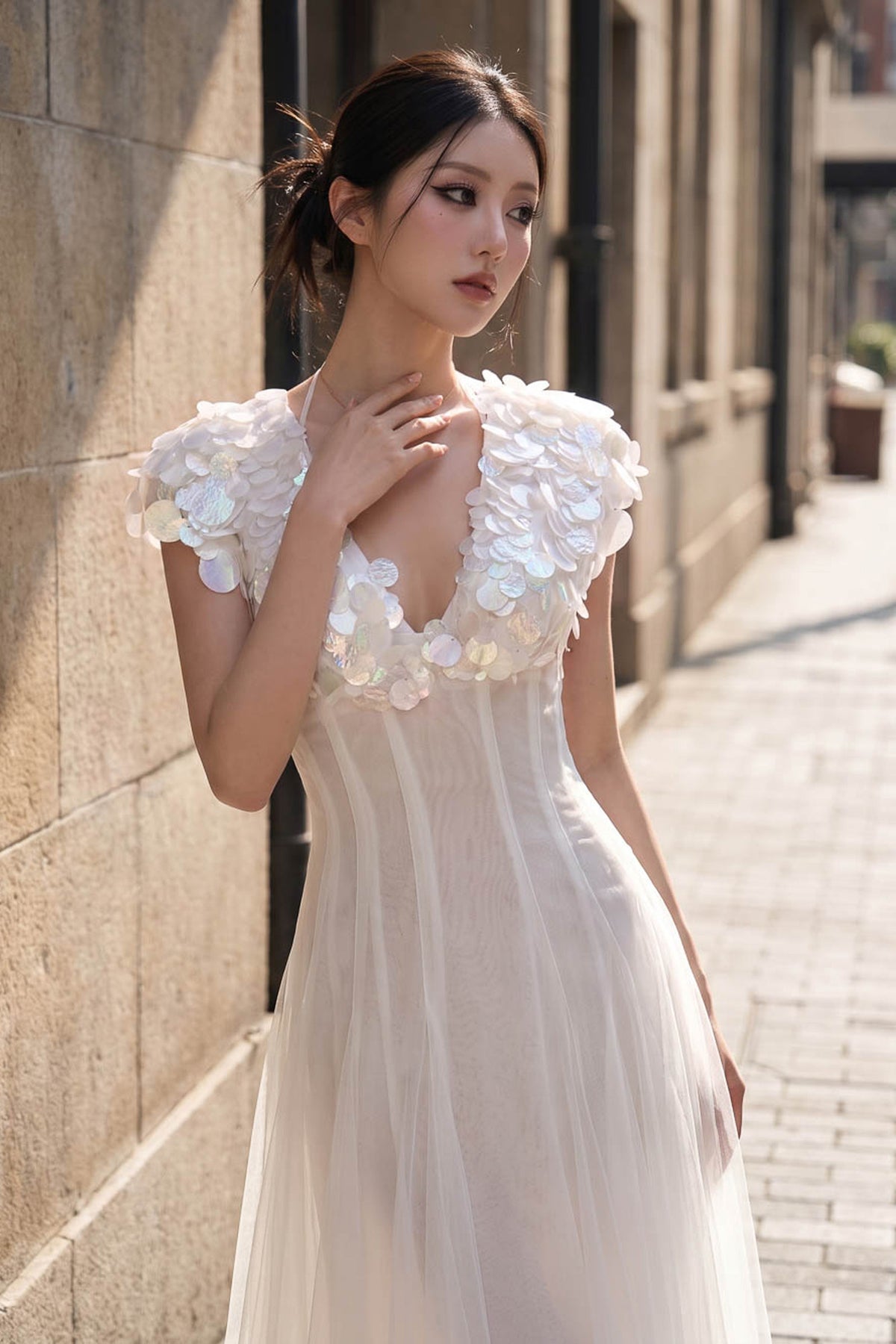 Swan Applique Maxi Dress