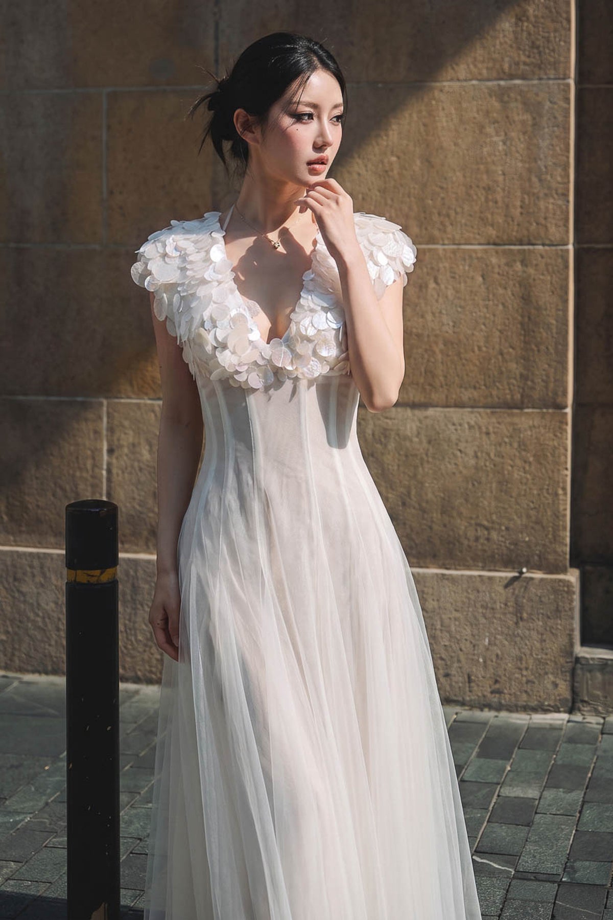 Swan Applique Maxi Dress