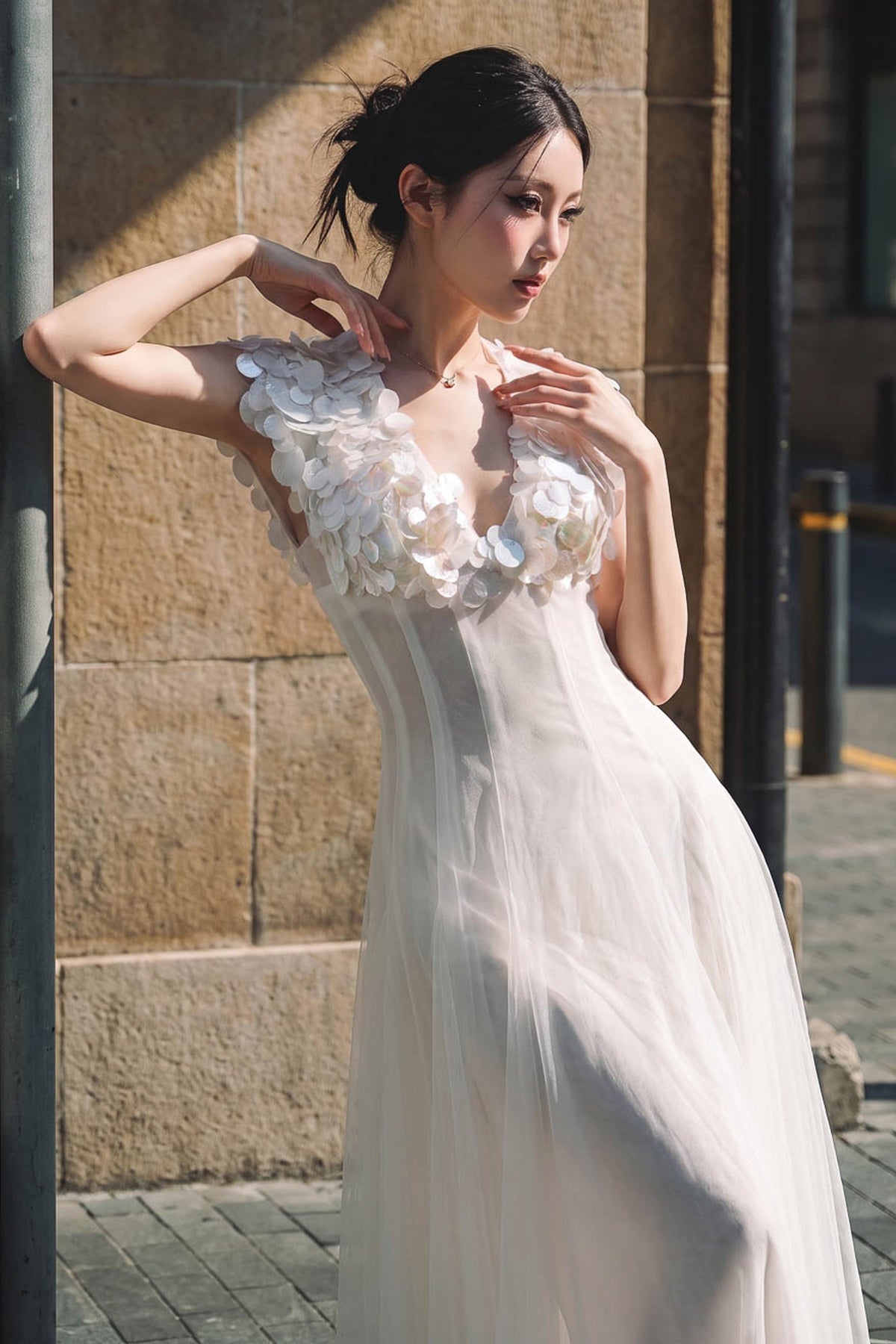 Swan Applique Maxi Dress