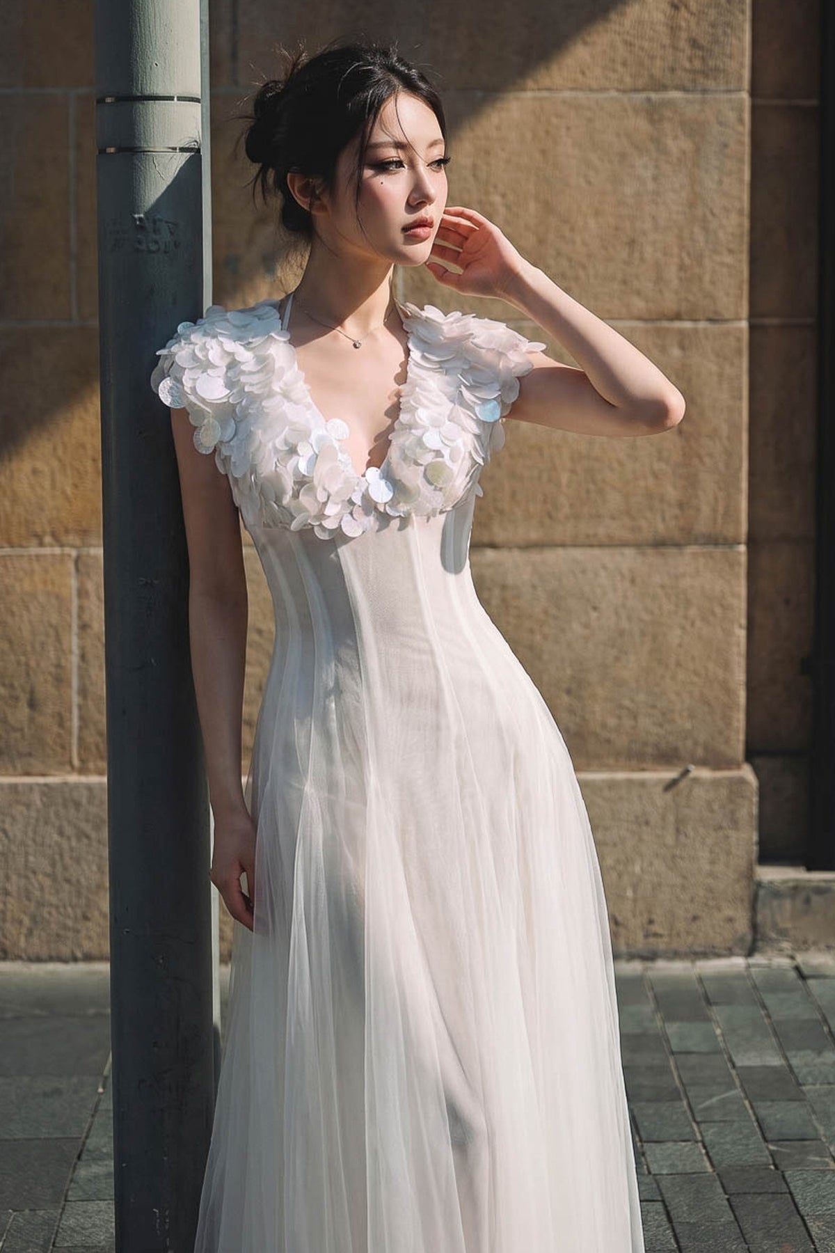 Swan Applique Maxi Dress