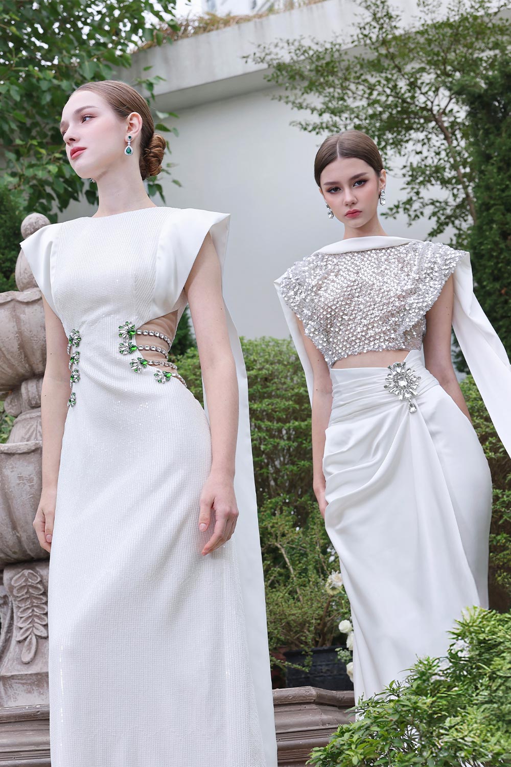 Celestial Wrap Stone Silk Floor Length Dress