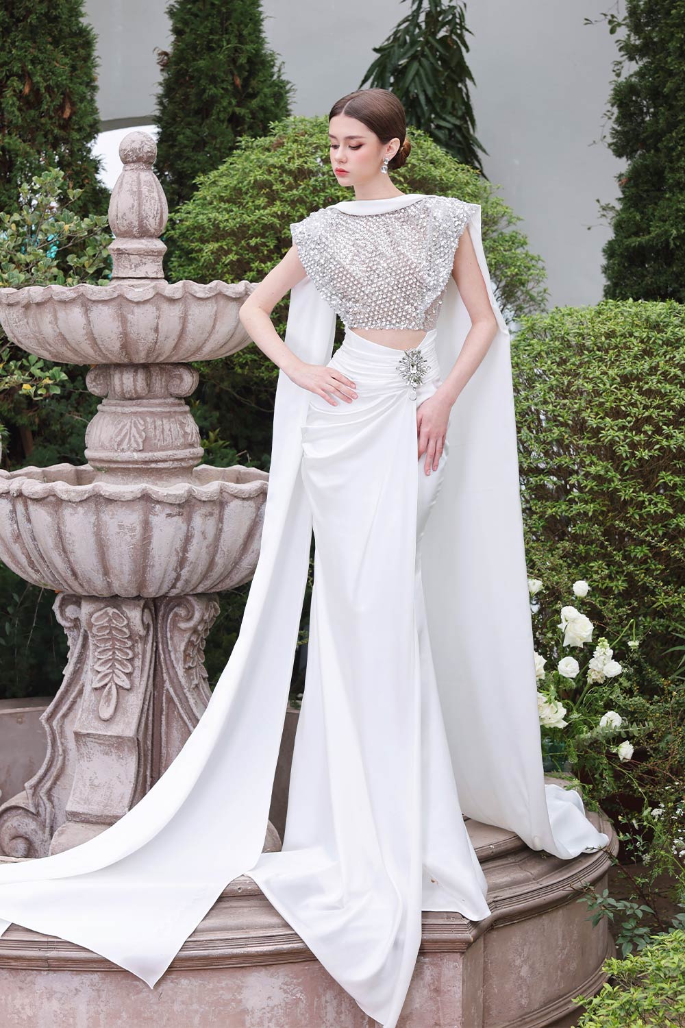 white celestial dress TOILE Sophie The Label 10 years Ivory Coast Celestial Embellished Halter