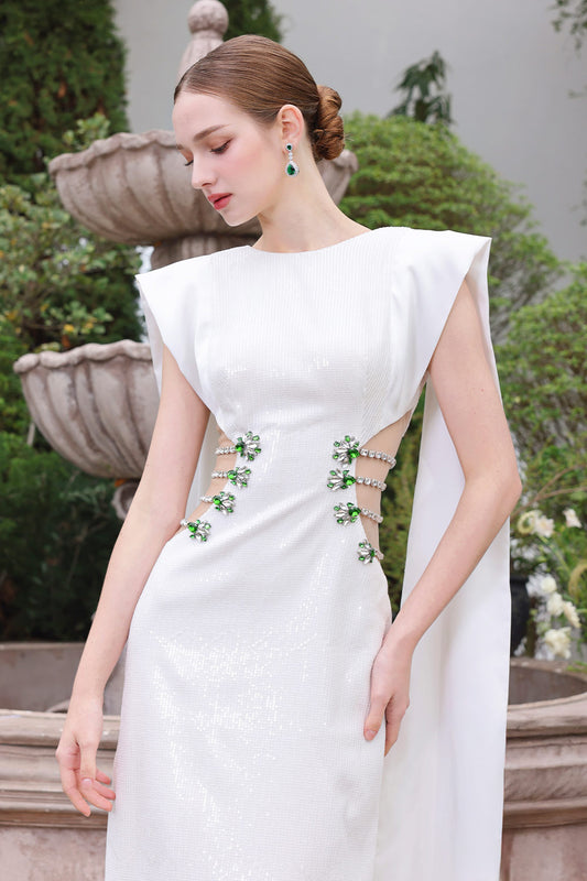Stunner Sheath Symmetric Flap Sequin Floor Length Dress